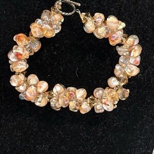 Elegant Peach Tone Glass Beaded Bracelet